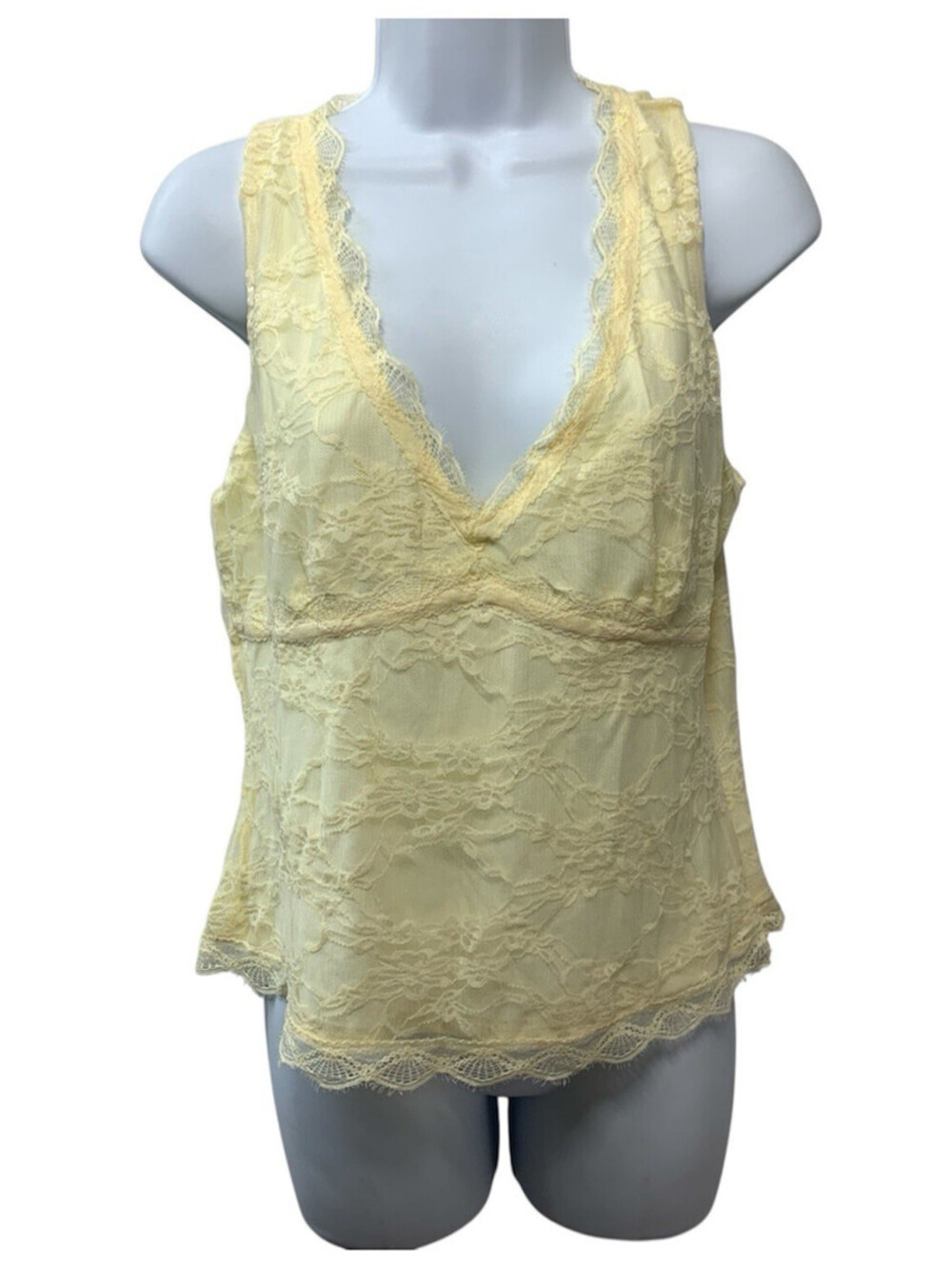 Princess Polly Women's Far Away Top Yellow V-neck Sleeveless Summer Outfit 12